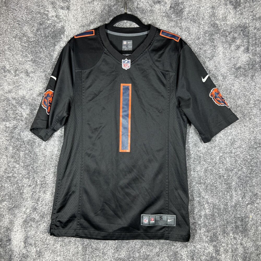 Chicago Bears Jersey Mens Small Black NFL Football Justin Fields 1 Nike On Field